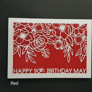 Personalised floral birthday card;papercut flowers:wedding card