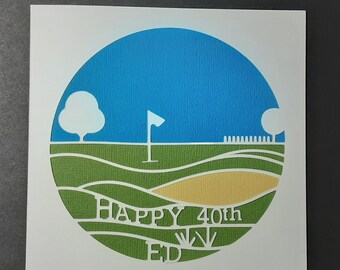 Tarjeta de cumpleaños personalizada para un golfista.