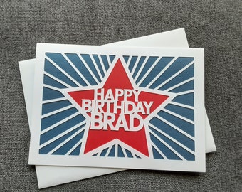 Tarjeta de cumpleaños personalizada con estrella: diseño en dos tonos