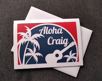 Personalised Hawaiian ukulele card