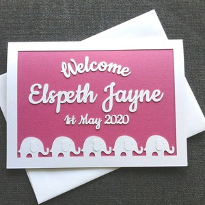 Carte personnalisée pour nouveau-né, carte pour bébé personnalisée, carte pour bébé éléphant