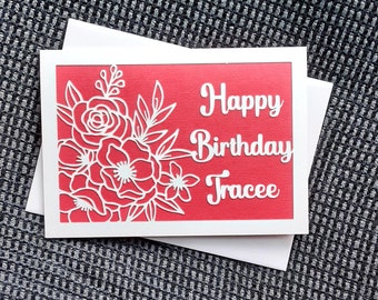 Personalised Birthday card with roses