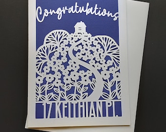 Tarjeta de inauguración de casa personalizada