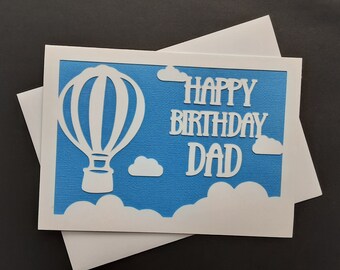 Tarjeta de cumpleaños personalizada con globo aerostático.