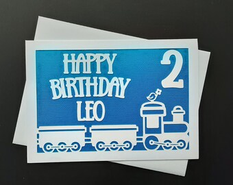 Tarjeta de cumpleaños personalizada con tren