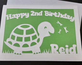 Tarjeta de cumpleaños personalizada con tortuga