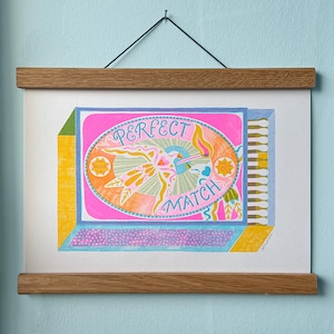Perfect Match - Risograph Print - Matchbox Artwork.