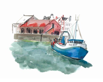 Boats of Pittenweem - A5 Print. Seaside Artwork. Scottish Landscape Print.