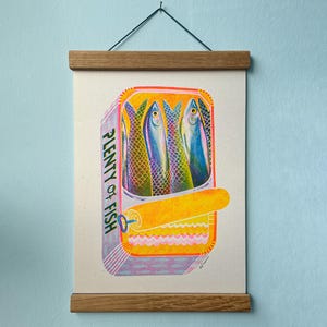 Plenty of Fish - Risograph Print. Sardine Tin Artwork.
