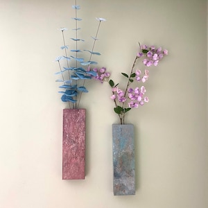 2 Pack Wooden Wall Pocket Vase, Modern Wooden Wall Pocket Vase, Rustic Wooden Wall Hanging Pocket Vase, Contemporary Wooden Pocket Wall Vase
