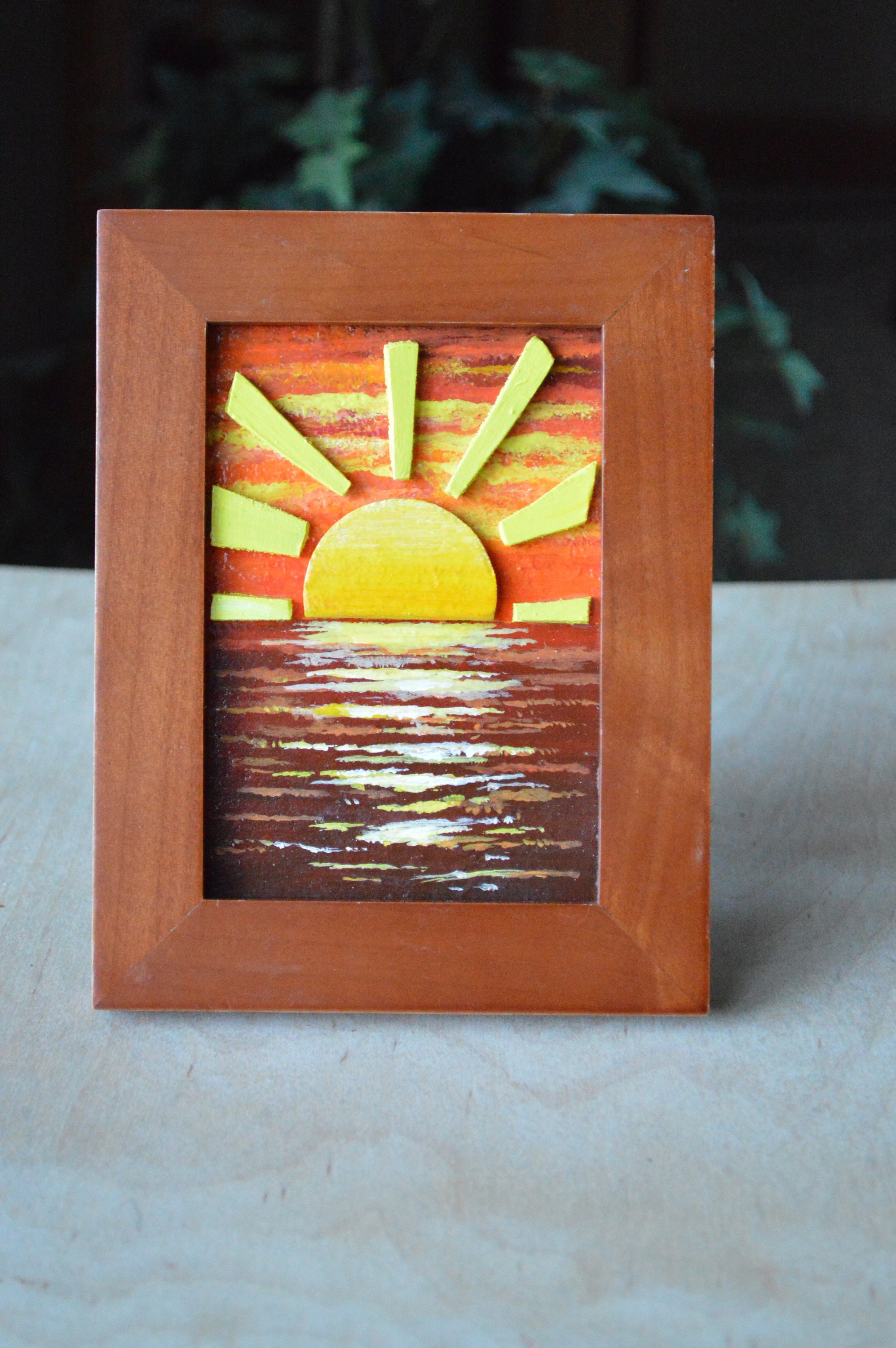 Framed Sunset Wall Decor Sunset 3d Wood Wall Art Wooden Etsy