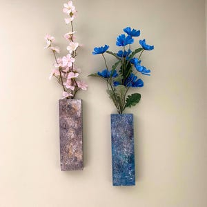 2 Pack Wooden Wall Pocket Vase, Modern Wooden Wall Pocket Vase, Rustic Wooden Wall Hanging Pocket Vase, Contemporary Wooden Pocket Wall Vase