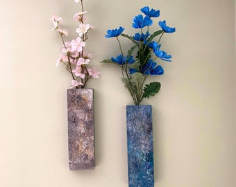 2 Pack Wooden Wall Pocket Vase, Modern Wooden Wall Pocket Vase, Rustic Wooden Wall Hanging Pocket Vase, Contemporary Wooden Pocket Wall Vase