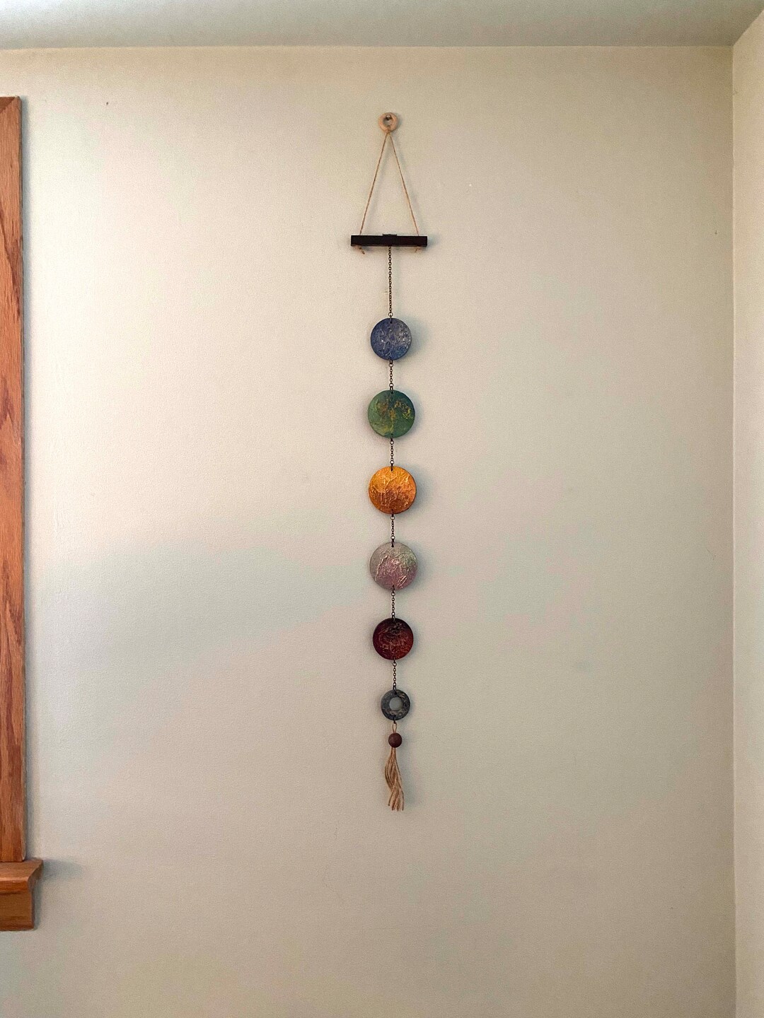Vertical Wooden Circle Wall Art Wooden Circle Wall Hanging Etsy