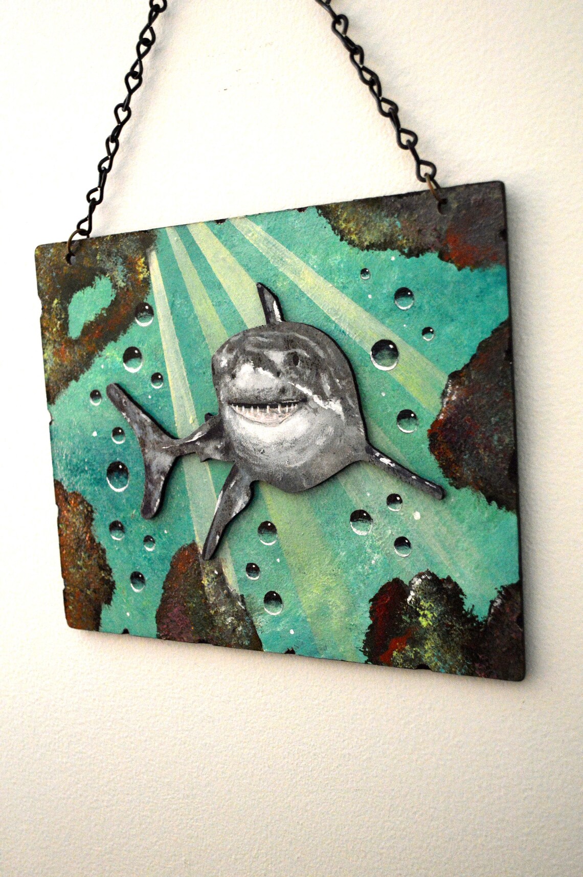 Shark Hanging Wall Decor Wooden Shark Painting 3D Wooden Etsy