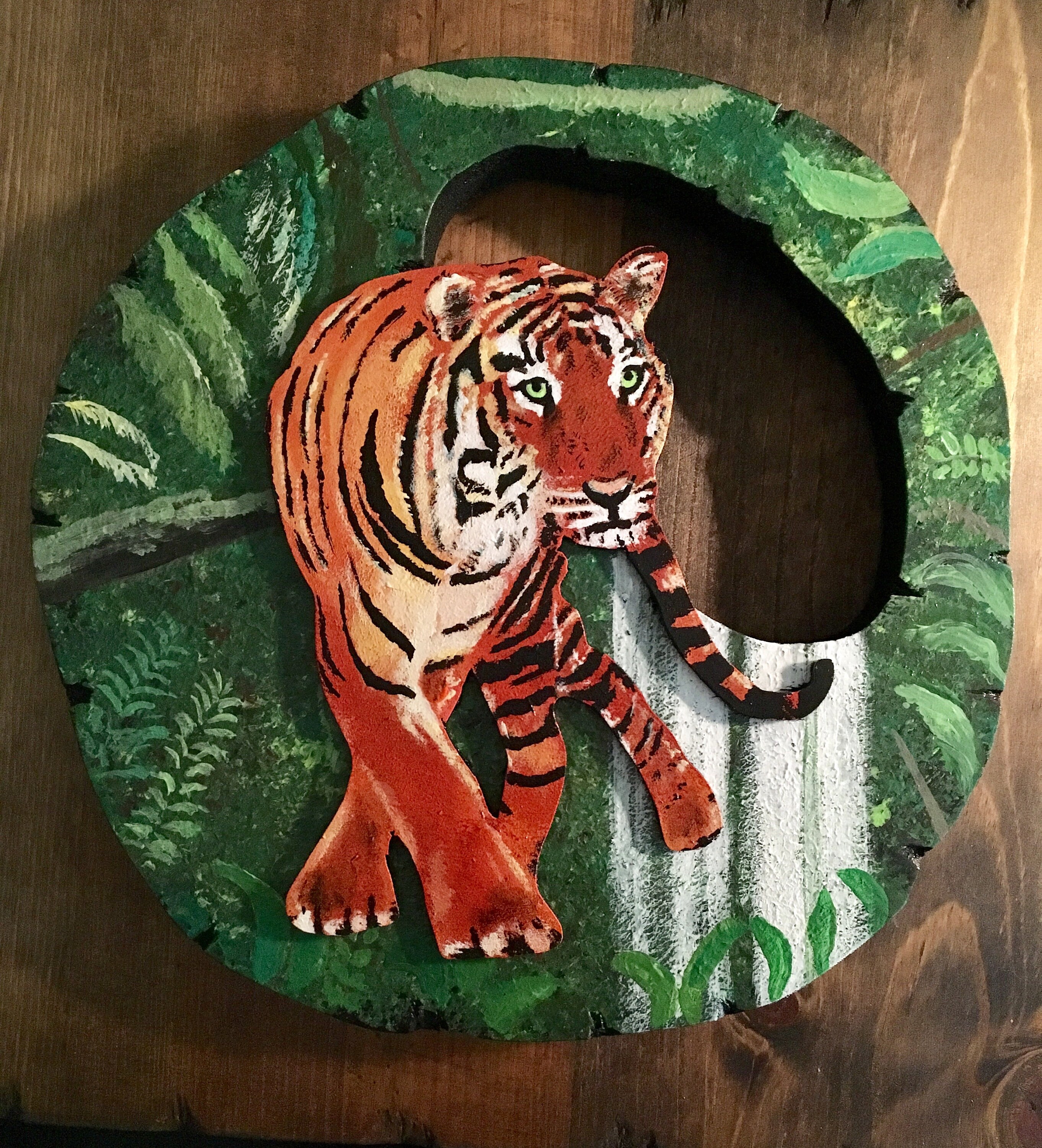 Woodcut Tiger 3D Wall Art Tiger Painting Jungle Tiger Wall Etsy