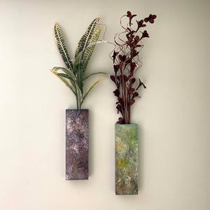 2 Pack Wooden Wall Pocket Vase, Modern Wooden Wall Pocket Vase, Rustic Wooden Wall Hanging Pocket Vase, Contemporary Wooden Pocket Wall Vase