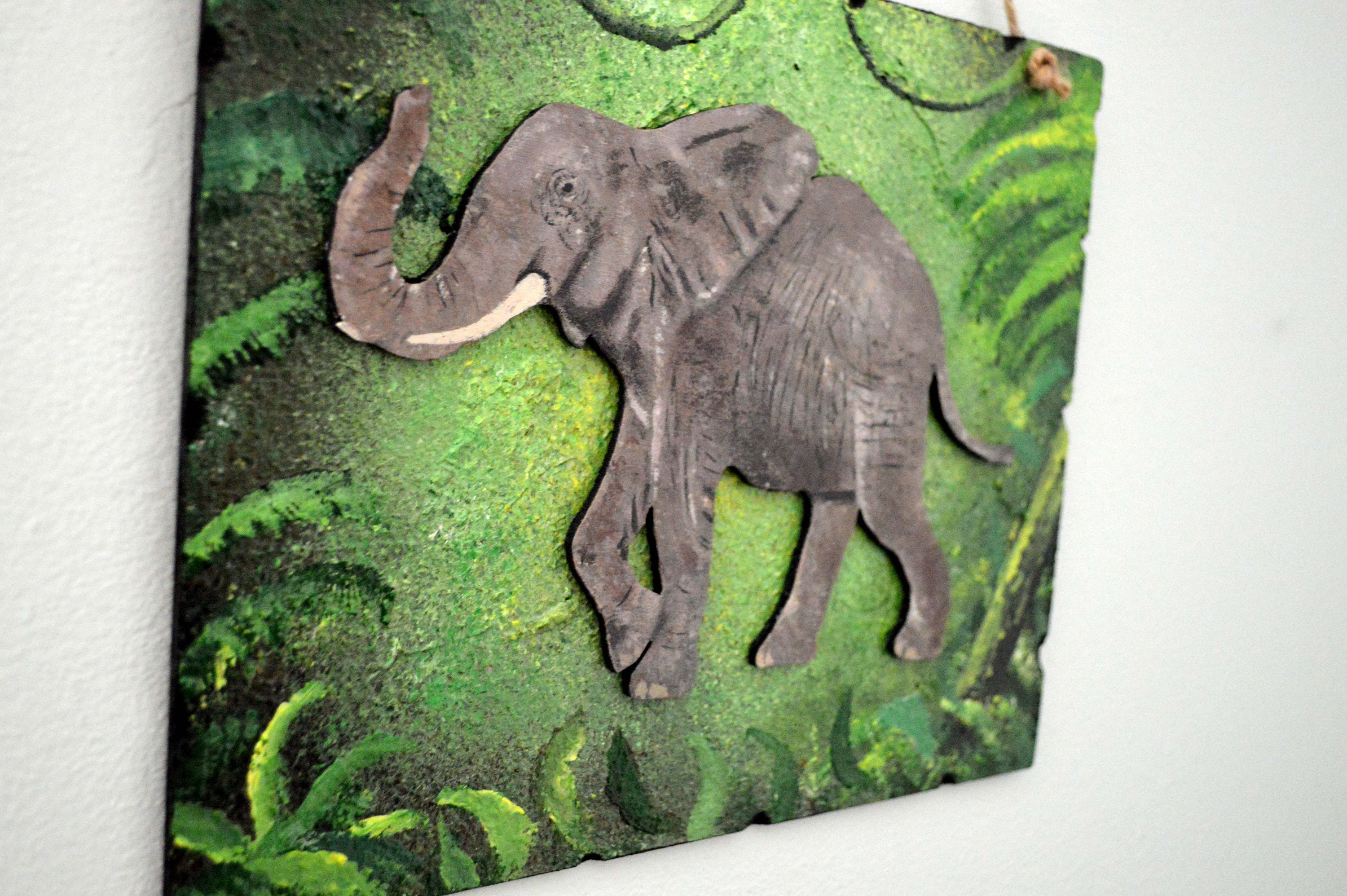 Elephant Hanging Wall Art Decor Acrylic Elephant Painting on Etsy