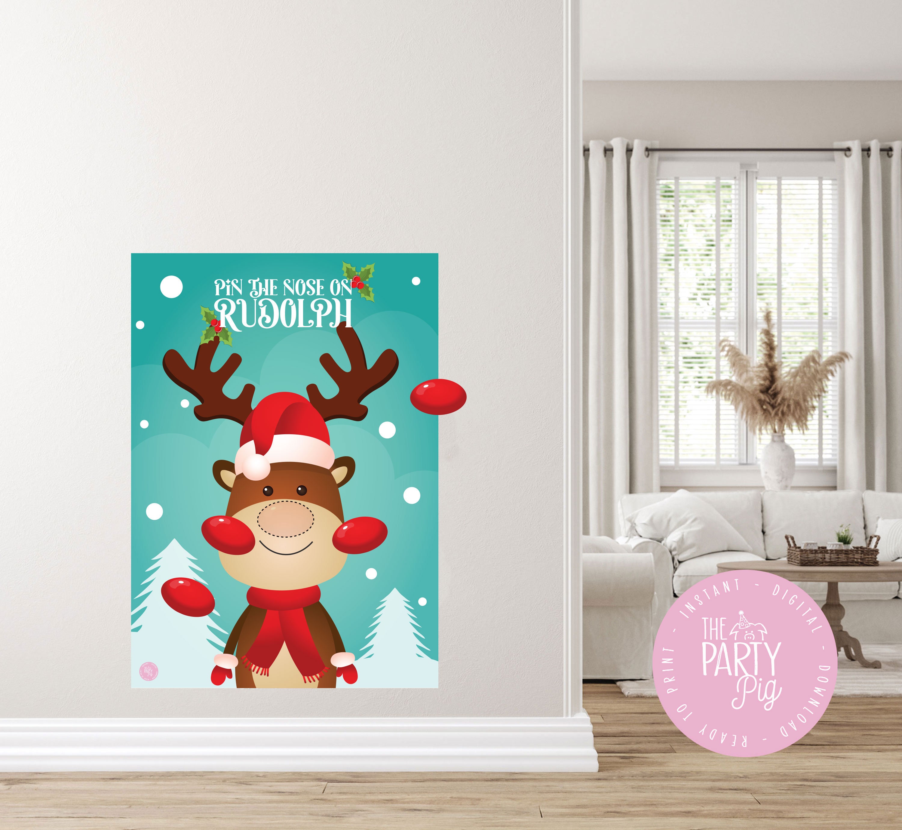 Christmas Party Game Pin the Nose on Rudolph the Reindeer DIY Party ...