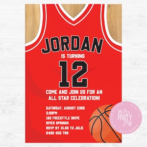 Invito di compleanno con maglia da basket in formato digitale, festa in maglia, invito a maglia, invito di compleanno con maglia da basket, festa di basket