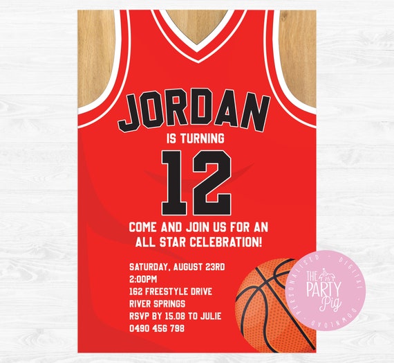 Basketball Jersey Invitations in Blue