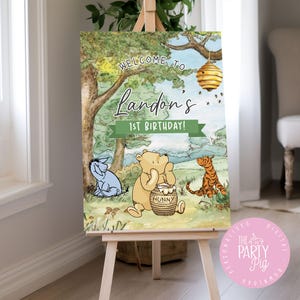 Winnie the Pooh birthday welcome poster,Winnie the Pooh sign, Winnie the Pooh birthday, welcome sign, winnie the pooh party digital download
