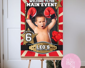 Boxing birthday welcome poster, Knockout sign, Boxing birthday party, Main Event welcome sign Boxing Party poster Photo, Digital Download