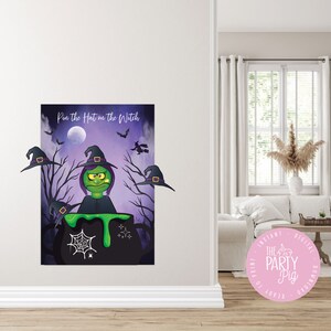 Halloween Party Game Pin the Hat on the Witch DIY Party Printable ...