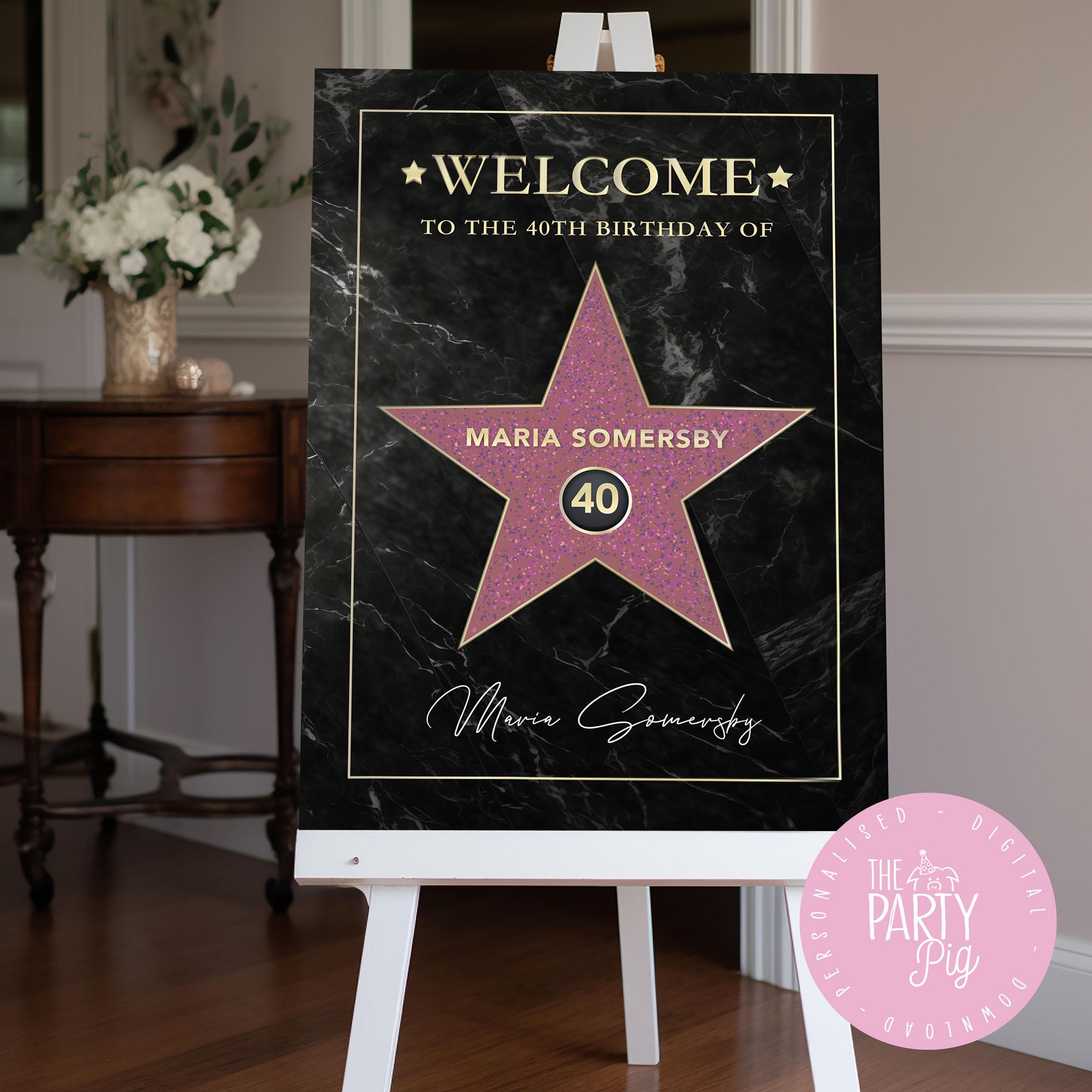 Hollywood Walk of Fame Welcome Poster Movie Themed Hollywood Birthday Party Welcome Sign Red Carpet Birthday Decor Star of fame Sign