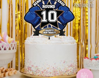 Decorazione per torta di compleanno personalizzata con tema boxe / Modello Corjl modificabile BO01 - Italia