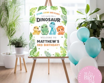 Dinosaur Birthday Welcome Sign, Baby Dinosaur Birthday Welcome Poster Dinosaur Birthday Party Decoration Baby Dinosaur Digital Download