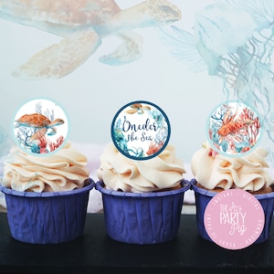 Oneder the Sea 1st Birthday Under the Sea Cupcake Toppers DIY Party Decor Instant Download Digital Download Ocean Party Theme