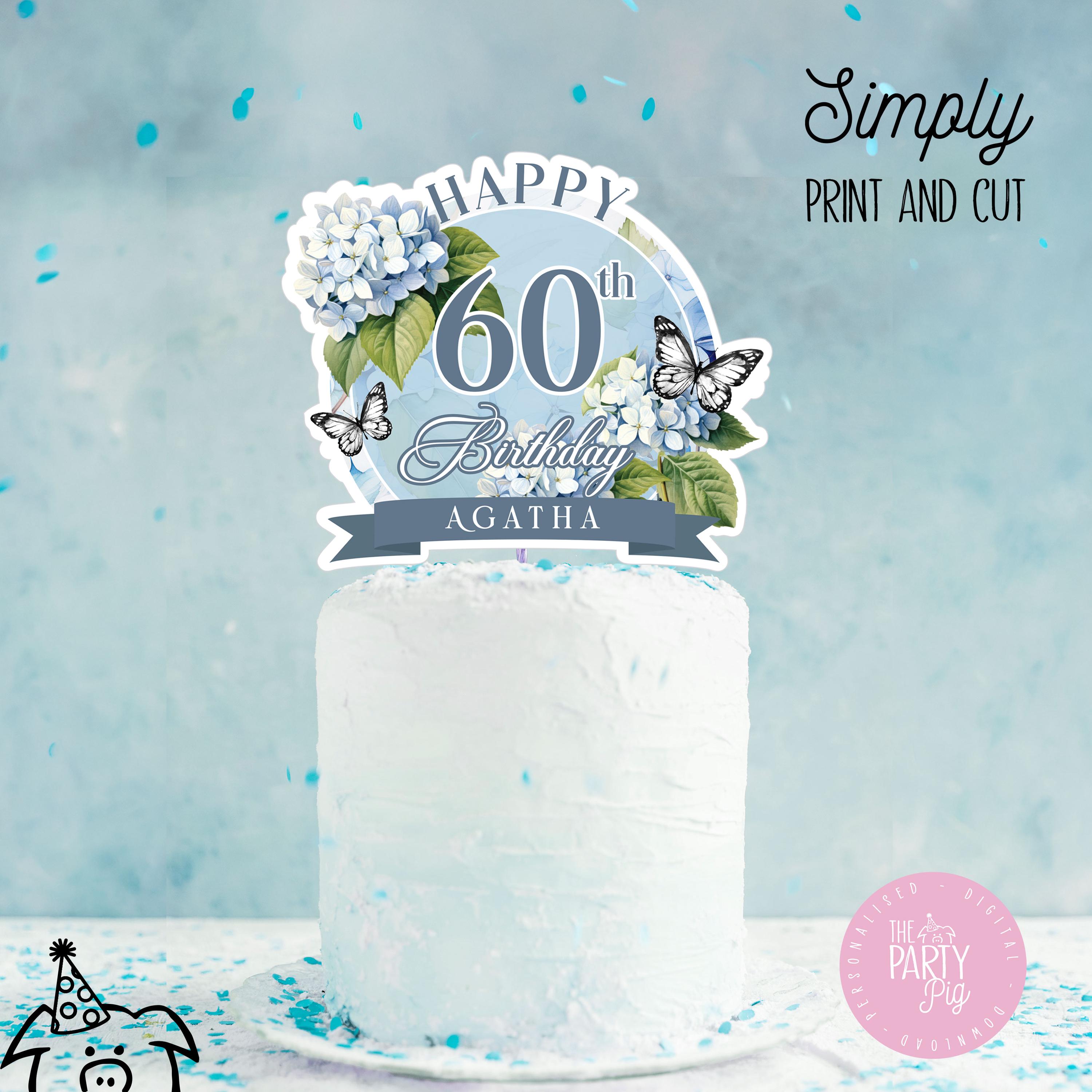 Hydrangea Cake Topper Digital Download, Blue Hydrangea Cake Topper ...