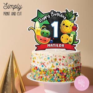 Hey Bear Sensory Birthday Cake Topper, Dancing Fruit birthday party, Digital Download Custom Cake Topper, Hey Bear Sensory Birthday Party
