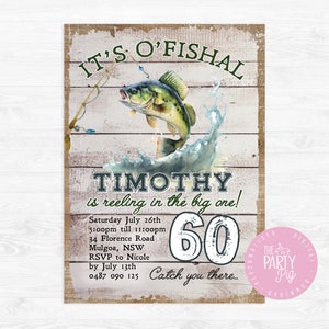 Fishing Birthday Party Invitation Fisherman Theme Birthday Party It&#39;s O&#39;fishal Digital Download Custom Invite Milestone Fishing Invitation