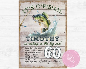 Fishing Birthday Party Invitation Fisherman Theme Birthday Party It's O'fishal Digital Download Custom Invite Milestone Fishing Invitation
