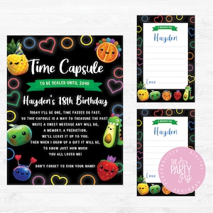 Hey Bear Sensory Time Capsule Cards Dancing Fruit Digital Download Custom DIY Party Decor Hey Bear