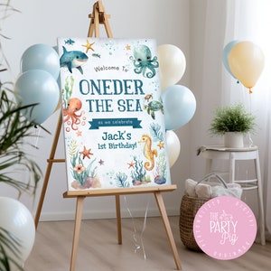 Oneder the Sea Erster Geburtstag Willkommensschild unter dem Meer Thema Benutzerdefiniertes Poster Digitaler Download Unisex Ocean Party Unter dem Meer Party Poster