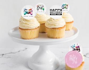 Gamer Birthday Party Cupcake Toppers DIY Party Decor Instant Download Digital Download Gaming cupcake toppers Birthday Party