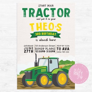 Traktor Geburtstagseinladung Digitaler Download Zoll einladen Traktor-Geburtstagsfeier Traktor einladen Traktor-Party-Einladung