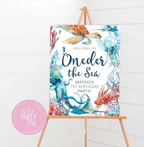 Oneder the Sea First Birthday Welcome Sign Under the Sea Theme Custom  Poster Digital Download Unisex Ocean Party 