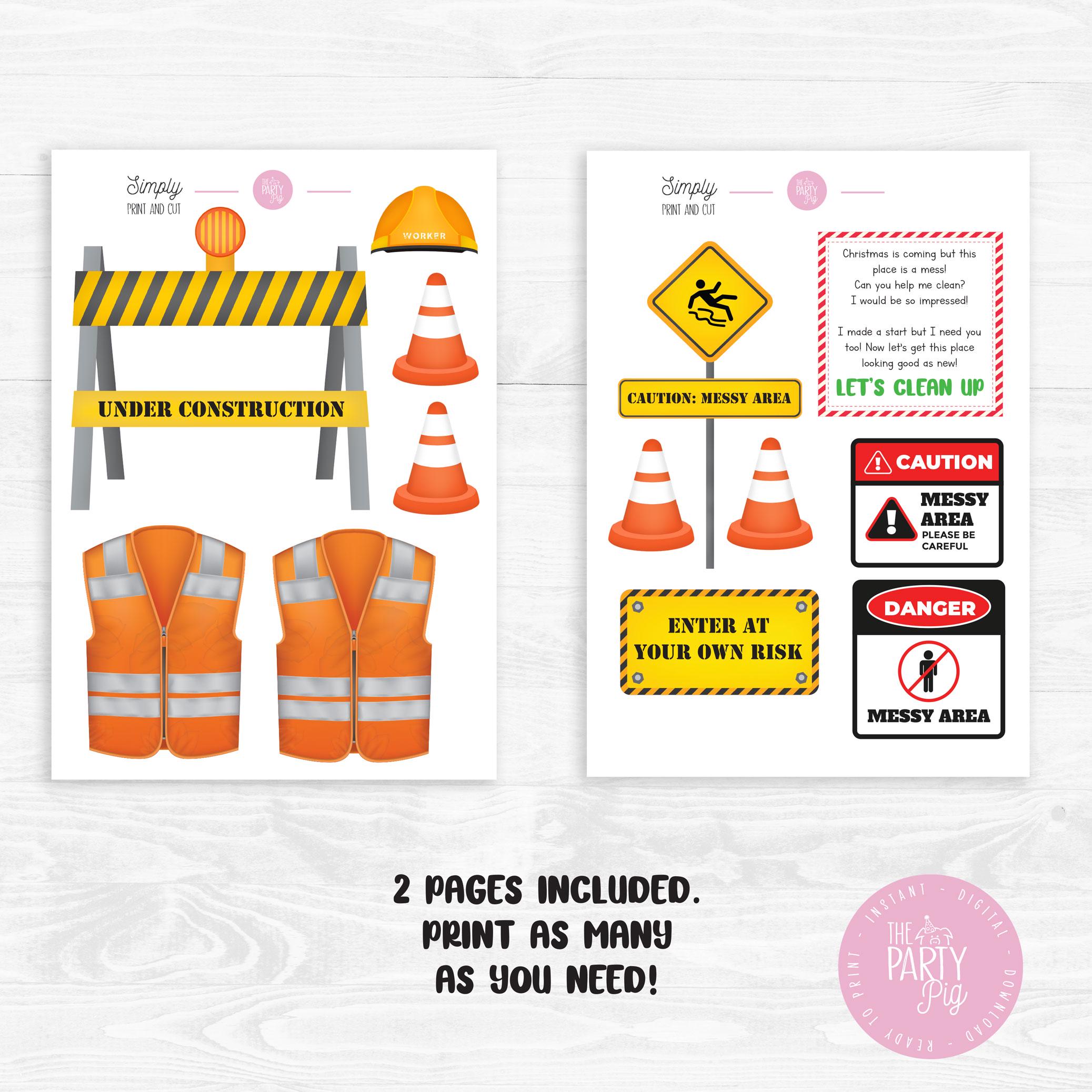 Printable Elf Construction Site/construction Printable Prop, Christmas ...