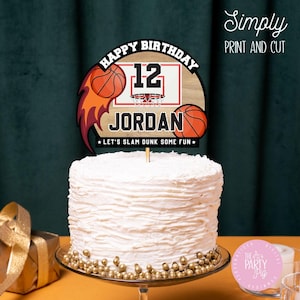 Décoration de gâteau numérique d'anniversaire de basket-ball, anniversaire de basket-ball, fête d'anniversaire de basket-ball, de gâteau de basket-ball, décoration d'anniversaire de basket-ball
