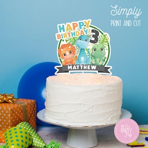 ベビー恐竜誕生日パーティーケーキトッパー、ベビー恐竜誕生日デジタルケーキトッパー、恐竜誕生日パーティーケーキトッパー、デジタルケーキトッパー