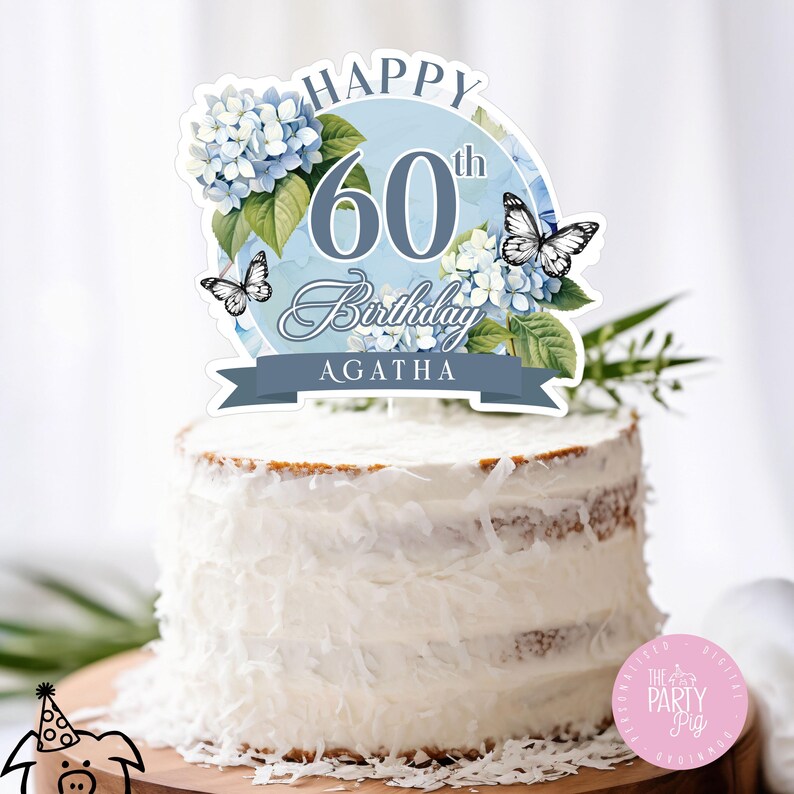 Hydrangea Cake Topper Digital Download, Blue Hydrangea Cake Topper ...