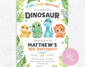 Dinosaur Birthday Invitation, Baby Dinosaur Birthday Invite, Dinosaur Birthday Party Invitation Baby Dinosaur Digital Invitation