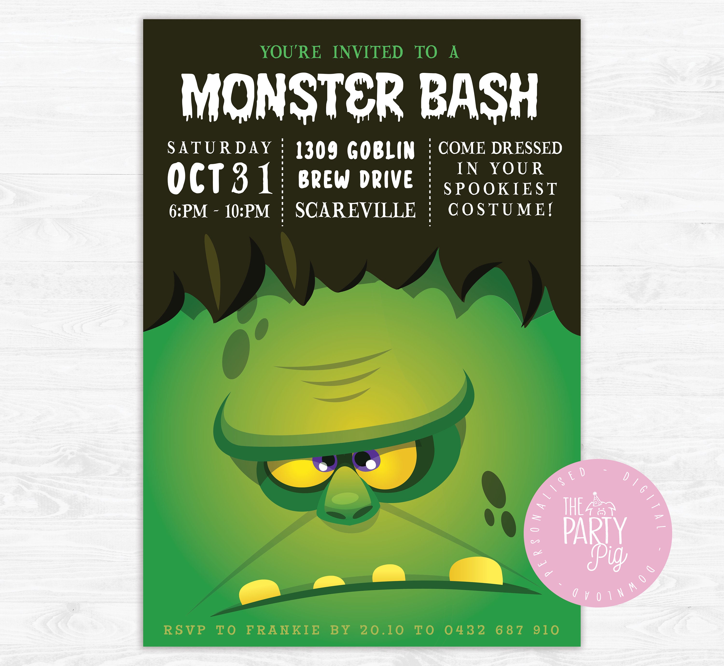 Frankenstein Happy Halloween Monster Bash Halloween Party Etsy Canada