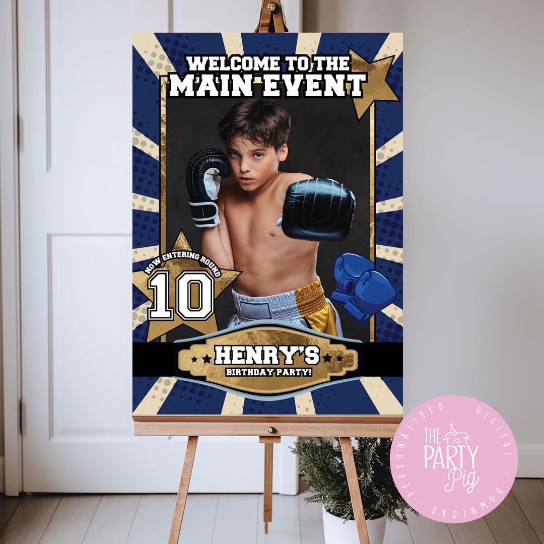Boxing Birthday Welcome Poster, Knockout Sign, Boxing Birthday Party ...