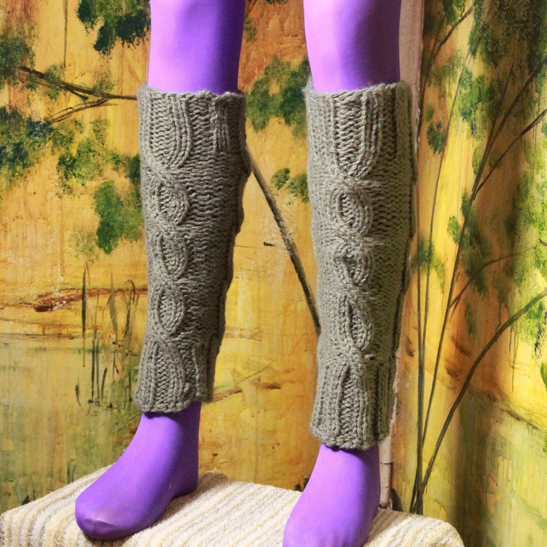 Hand Knit Plus Size Leg Warmers Wool Boho Chunky Socks Aran Etsy
