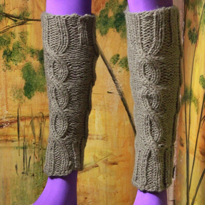 Hand Knit Plus Size Leg Warmers Wool Boho Chunky Socks Aran Etsy
